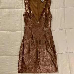 XS TOBI Rose Gold Sequin Cocktail Dress